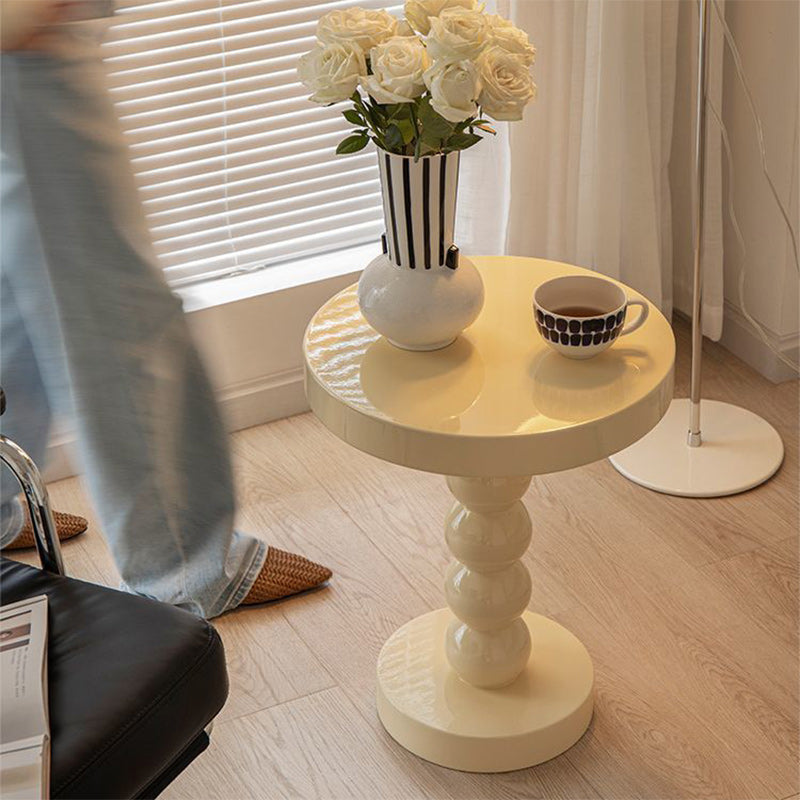 Vintage Round Wood End Table