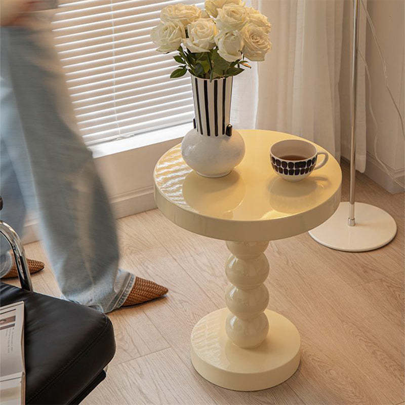 Vintage Round Wood End Table
