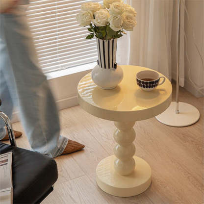 Vintage Round Wood End Table