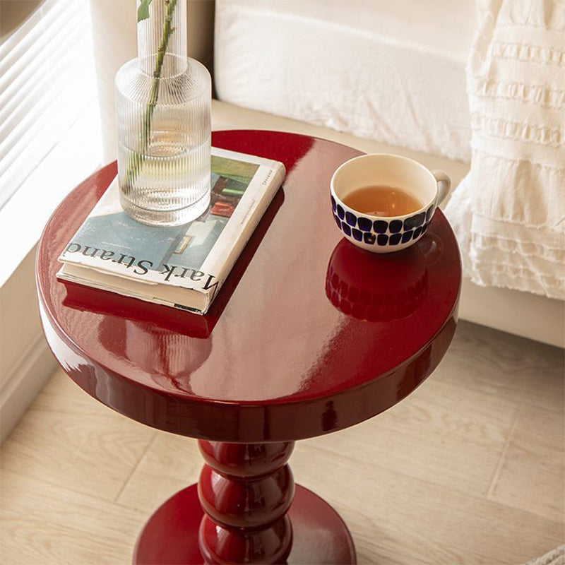 Vintage Round Wood End Table