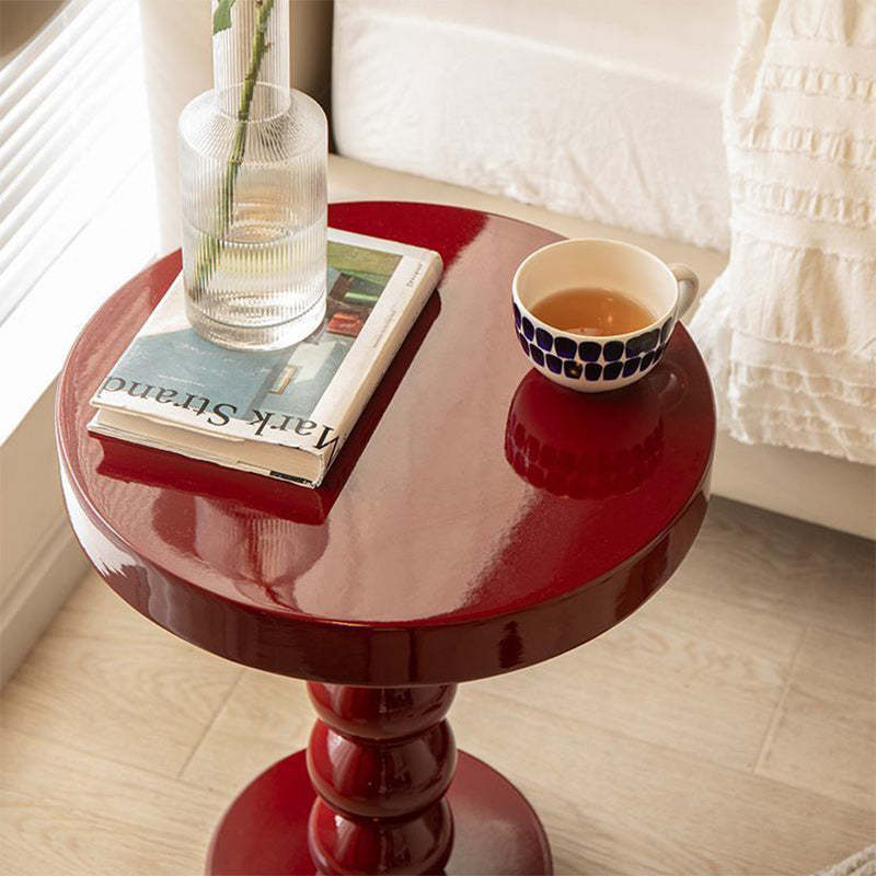 Vintage Round Wood End Table