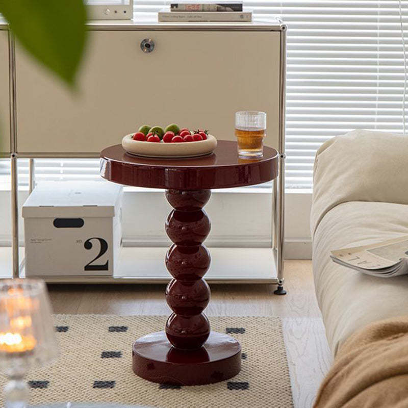 Vintage Round Wood End Table