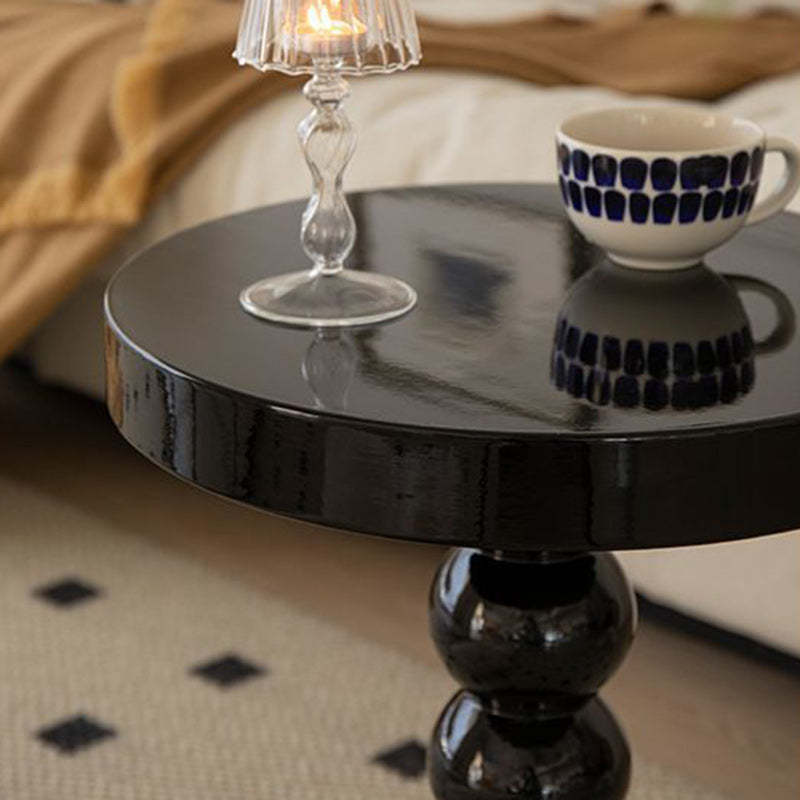 Vintage Round Wood End Table
