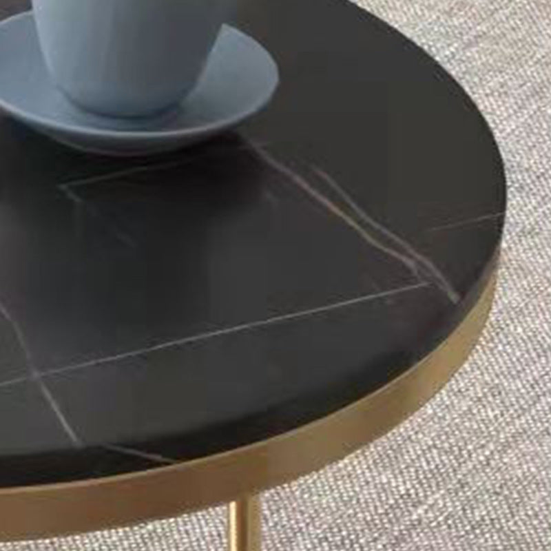 Luxury Round Rock Slab Iron Coffee Table — White
