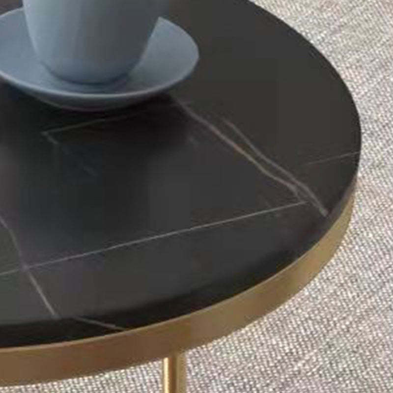 Luxury Round Rock Slab Iron Coffee Table — White