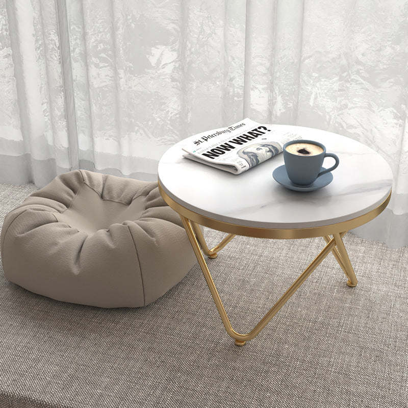 Luxury rock slab gray coffee tables — 11.81" H x 15.75" Dia x 15.75" L / White / White