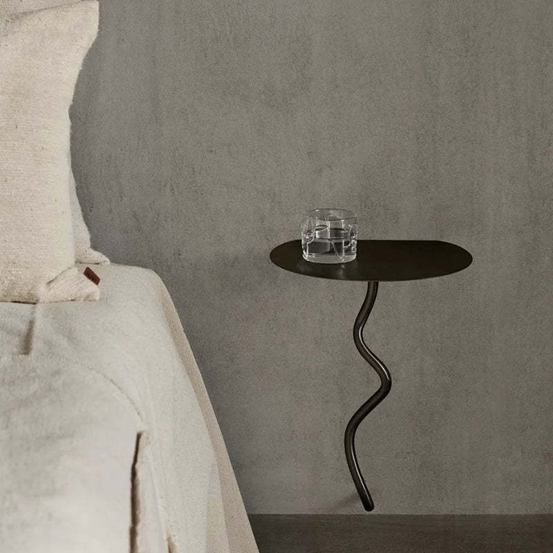 Contemporary Iron Curve Suspended End Table — Black