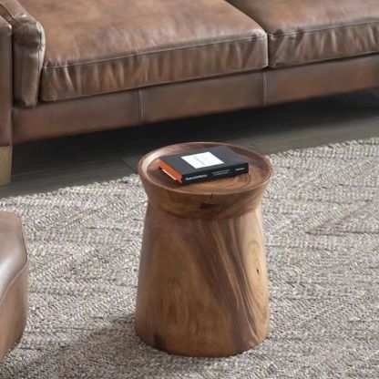 Contemporary Hat Shape Wood End Table
