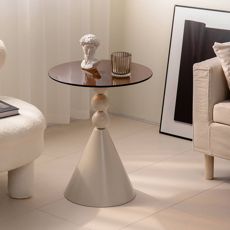 Luxury Round Tempered Glass Iron Coffee Table