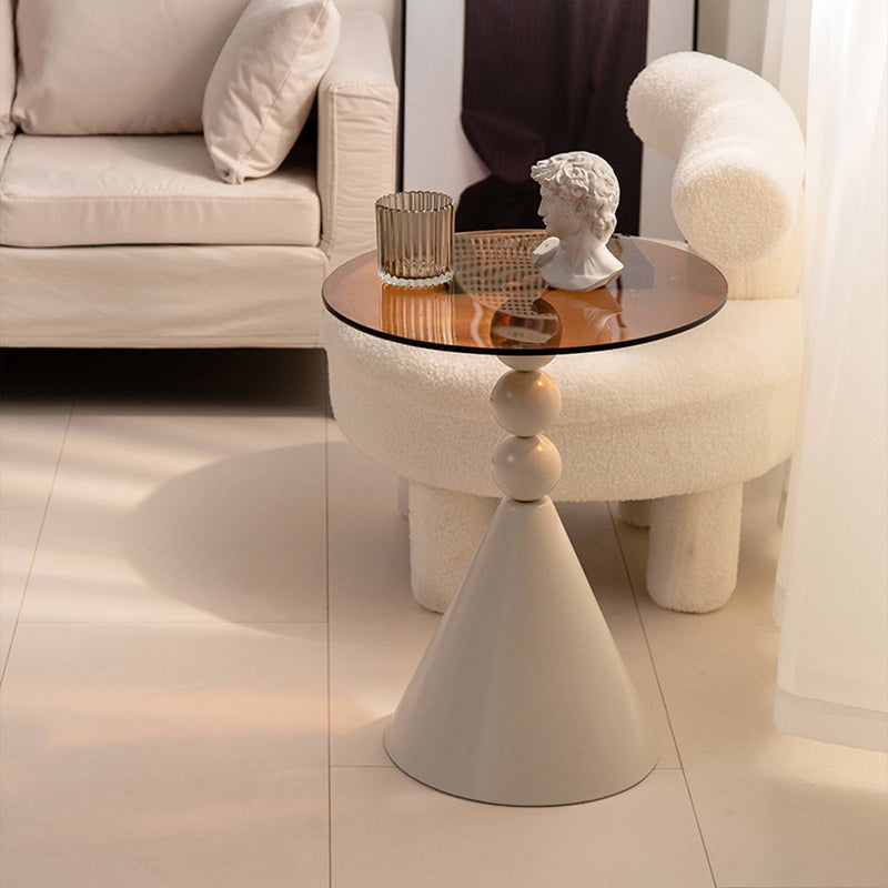 Luxury Round Tempered Glass Iron Coffee Table