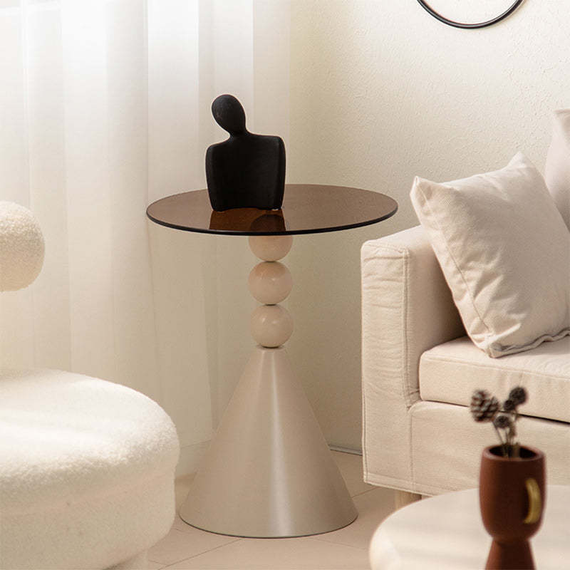 Luxury Round Tempered Glass Iron Coffee Table
