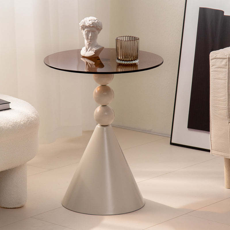 Luxury Round Tempered Glass Iron Coffee Table