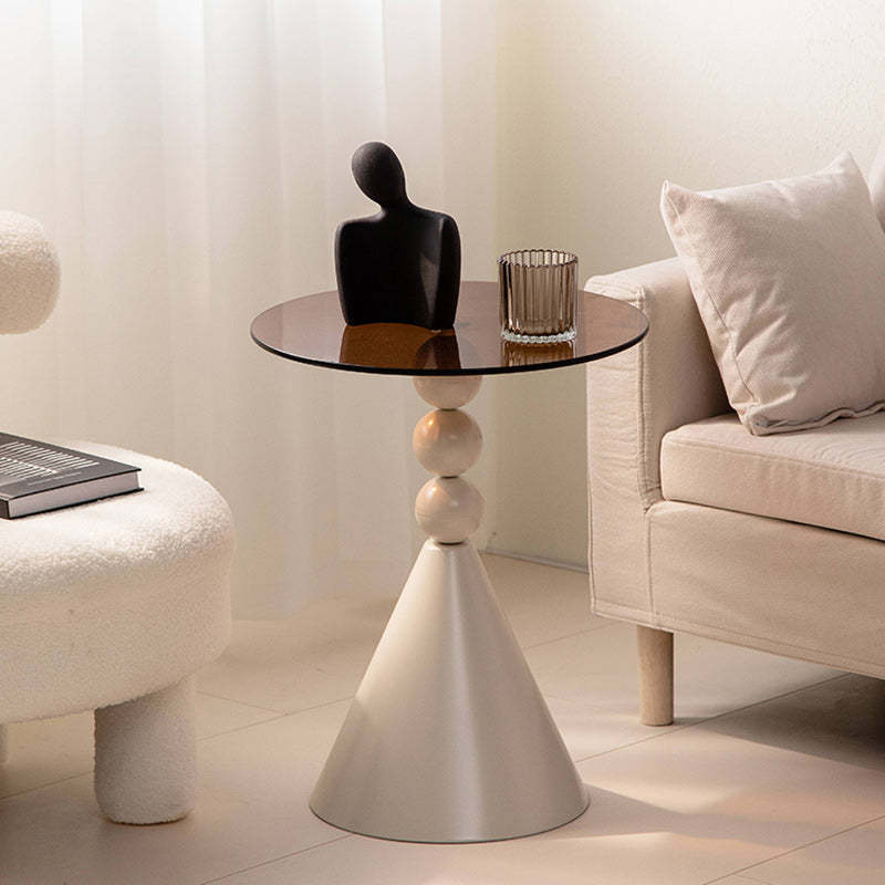 Luxury Round Tempered Glass Iron Coffee Table