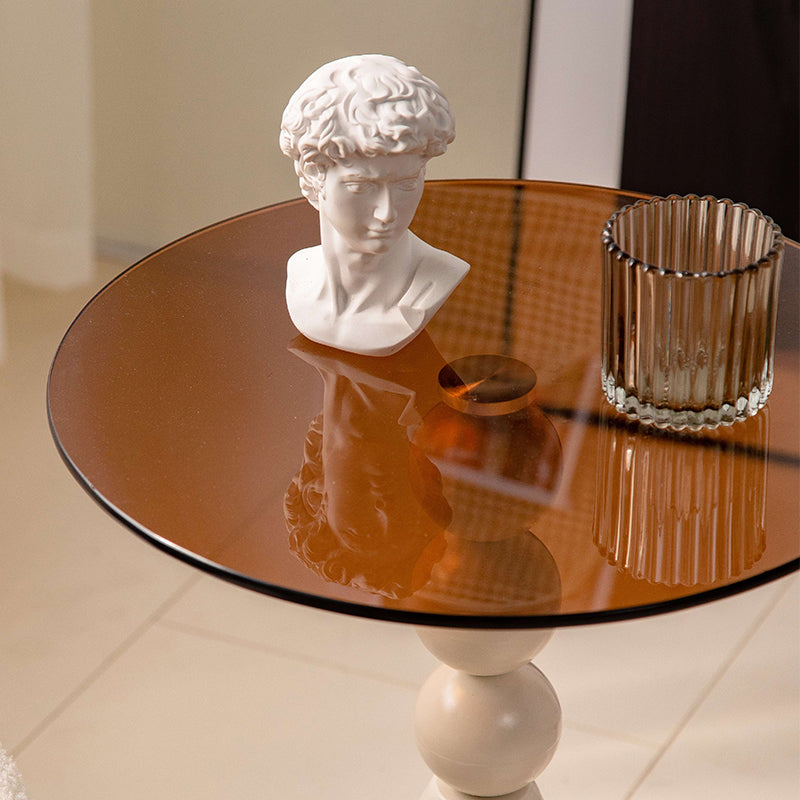 Luxury Round Tempered Glass Iron Coffee Table