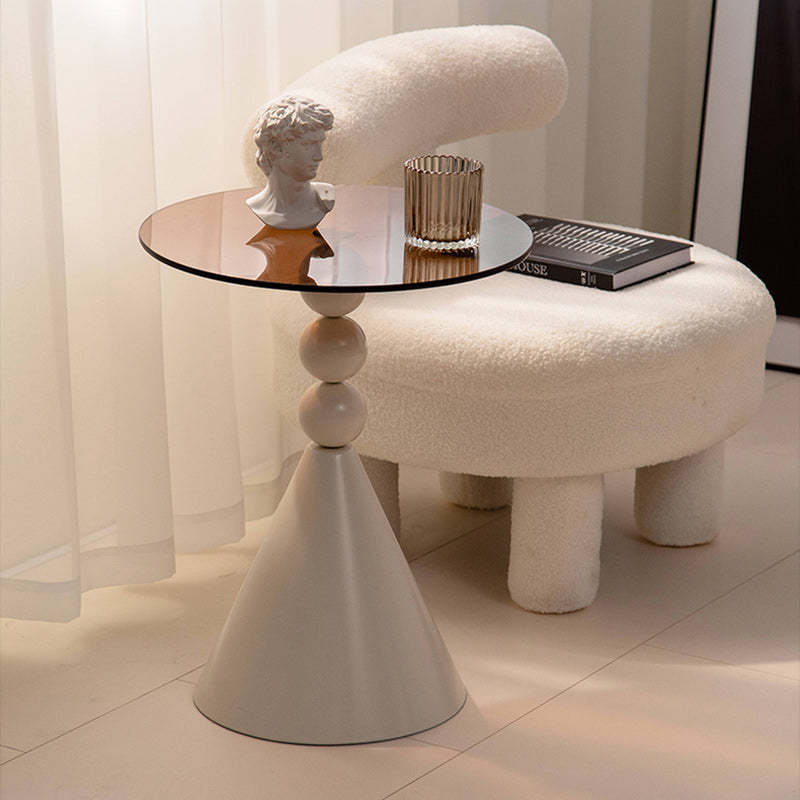 Luxury Round Tempered Glass Iron Coffee Table