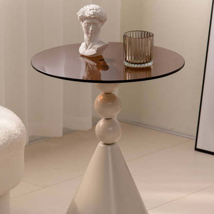 Luxury Round Tempered Glass Iron Coffee Table