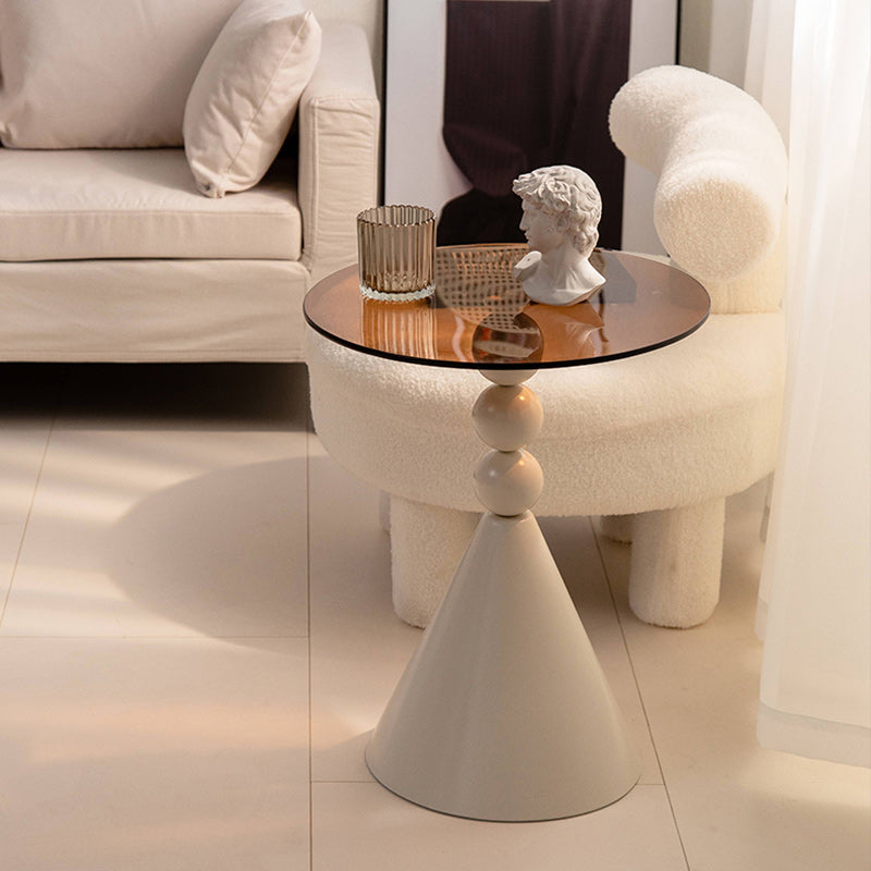 Luxury Round Tempered Glass Iron Coffee Table