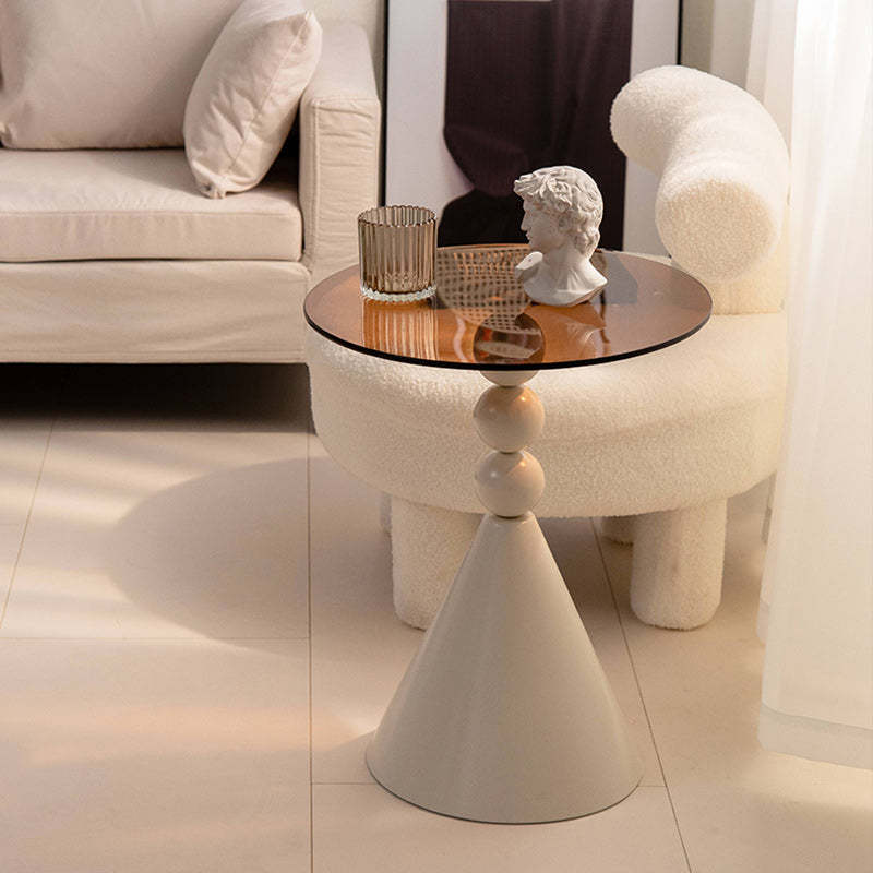 Luxury Round Tempered Glass Iron Coffee Table