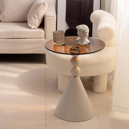 Luxury Round Tempered Glass Iron Coffee Table