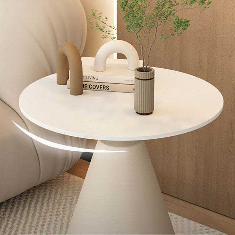 Minimalist Cone Rock Slab End Table — Snow Mountain White