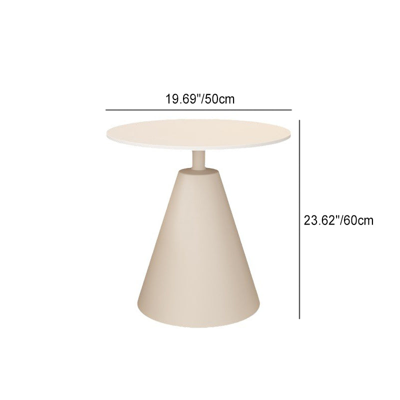 Minimalist Cone Rock Slab End Table — White