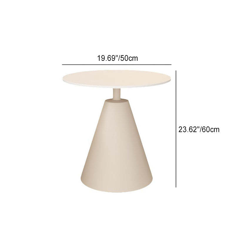 Minimalist Cone Rock Slab End Table — White