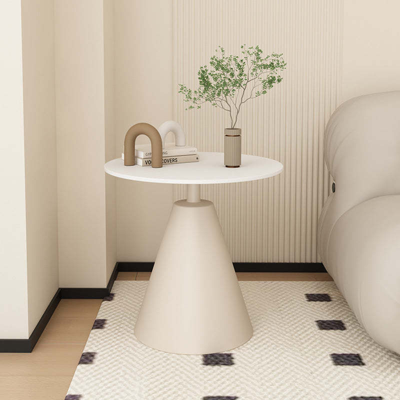 Minimalist Cone Rock Slab End Table — Black