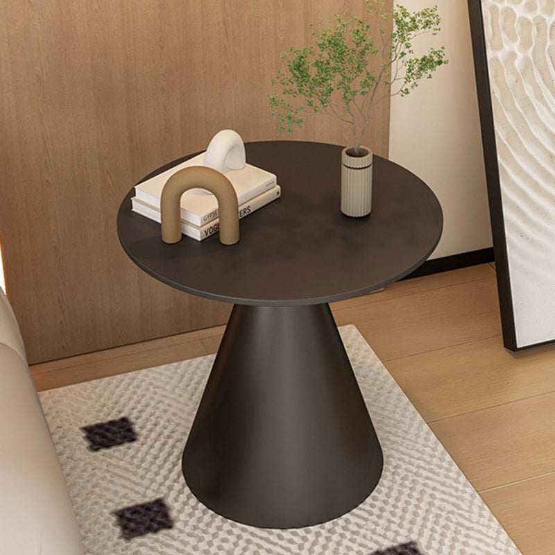 Minimalist Cone Rock Slab End Table — White