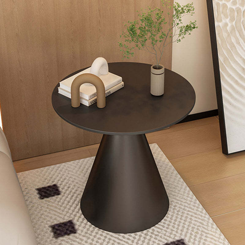 Minimalist Cone Rock Slab End Table — White
