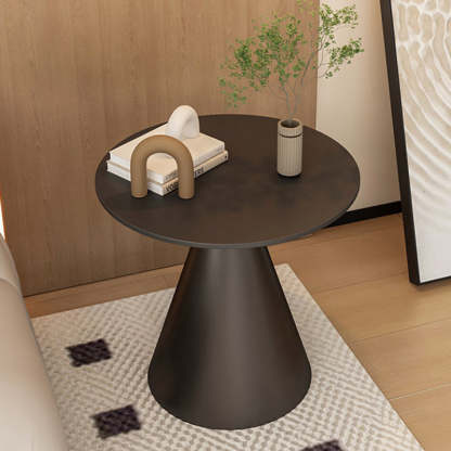Minimalist Cone Rock Slab End Table — White