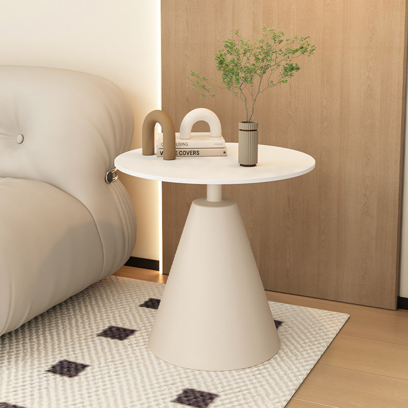 Minimalist Cone Rock Slab End Table — White