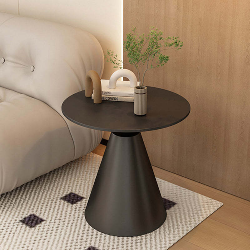 Minimalist Cone Rock Slab End Table — Snow Mountain White