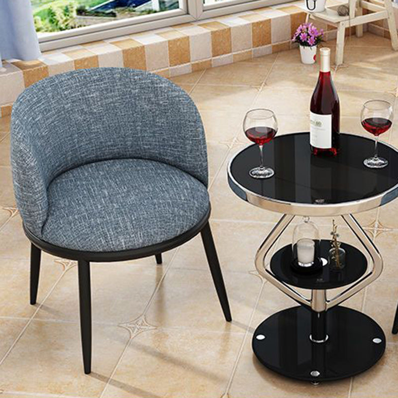 Round Tempered Glass Steel Coffee Table — Silver