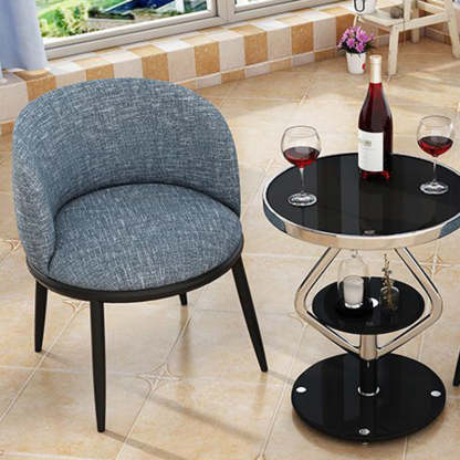 Round Tempered Glass Steel Coffee Table — Silver