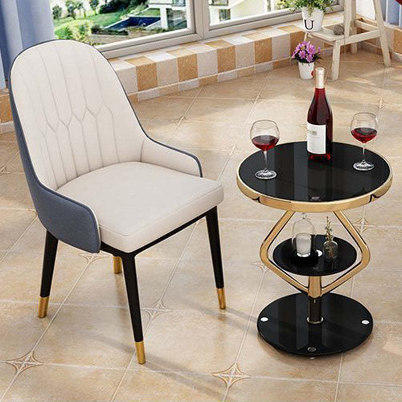 Round Tempered Glass Steel Coffee Table — Silver