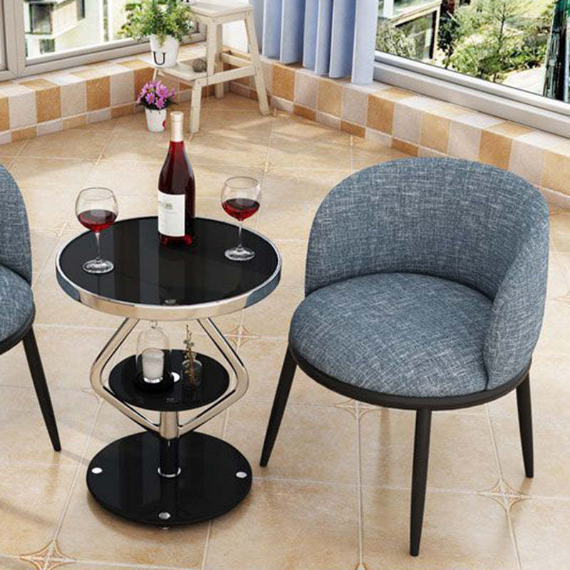Round Tempered Glass Steel Coffee Table
