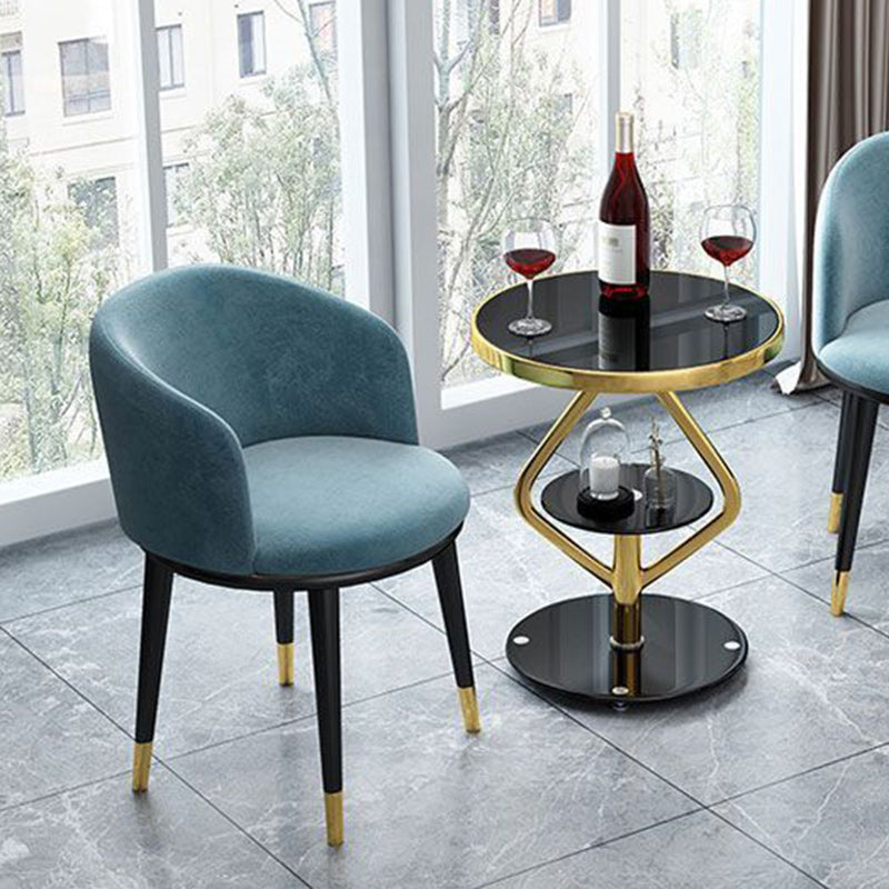 Round Tempered Glass Steel Coffee Table — Gold