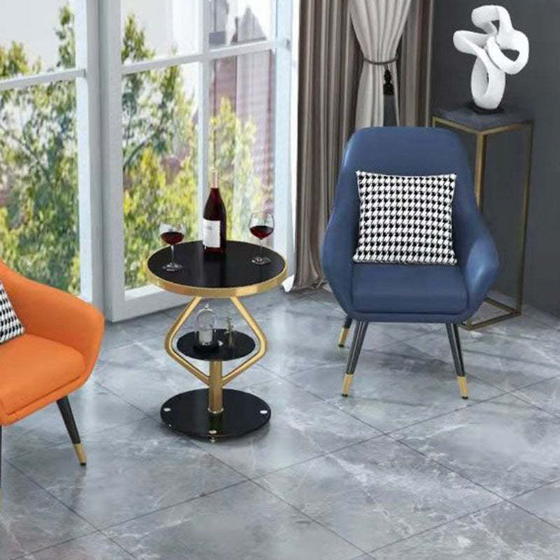 Round Tempered Glass Steel Coffee Table