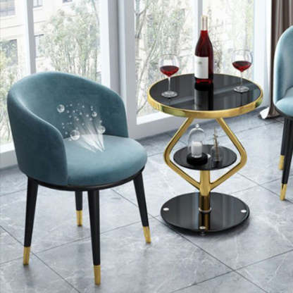 Round Tempered Glass Steel Coffee Table