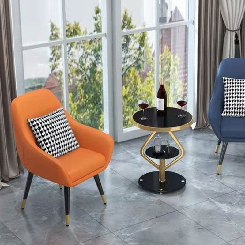 Round Tempered Glass Steel Coffee Table