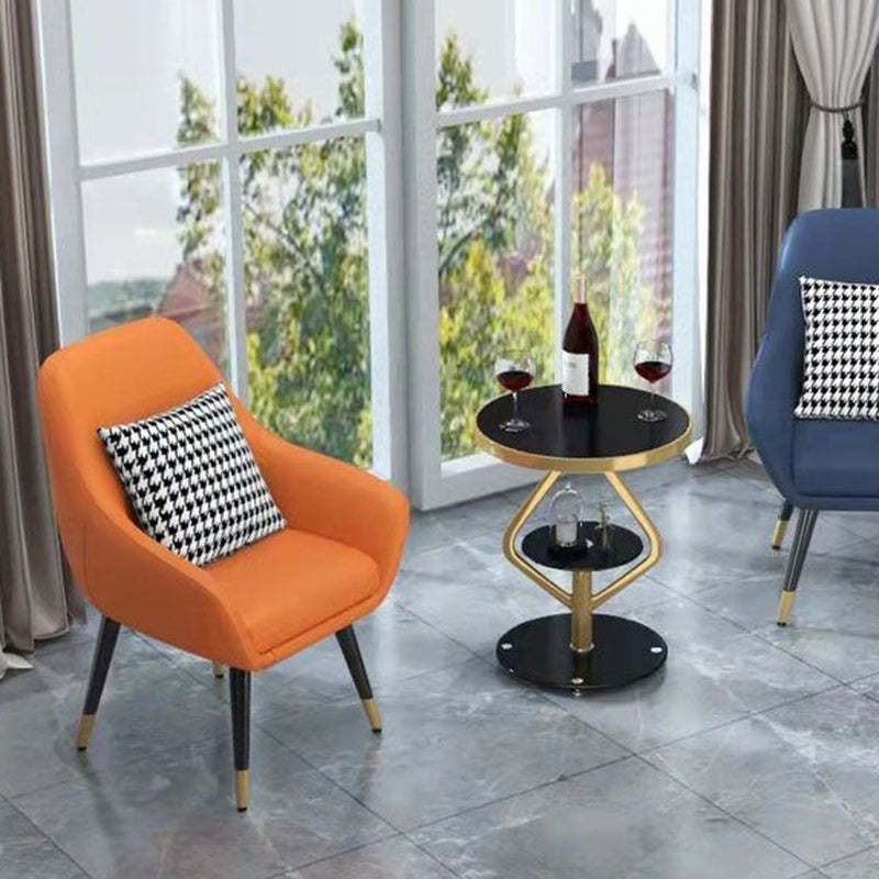 Round Tempered Glass Steel Coffee Table