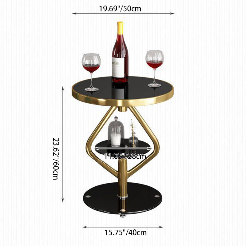 Round Tempered Glass Steel Coffee Table