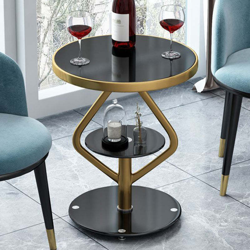Round Tempered Glass Steel Coffee Table