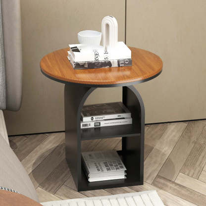Minimalist Tempered Glass Iron 3-Tier End Table