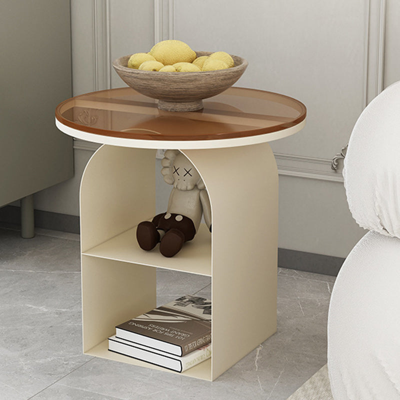 Minimalist Tempered Glass Iron 3-Tier End Table
