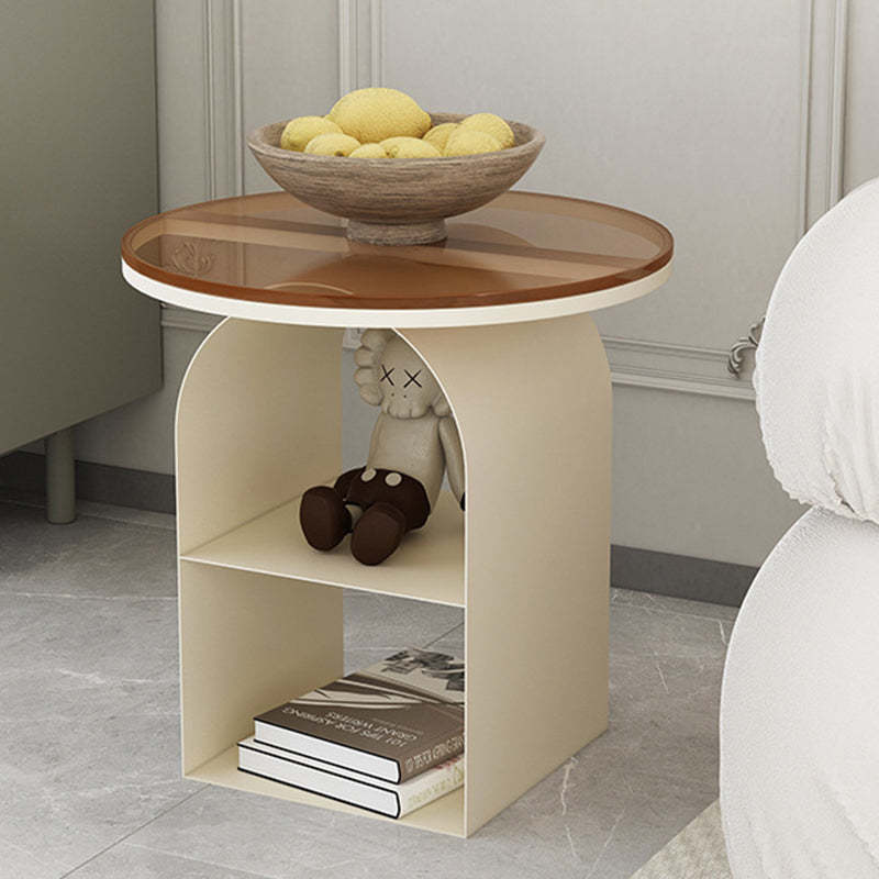 Minimalist Tempered Glass Iron 3-Tier End Table