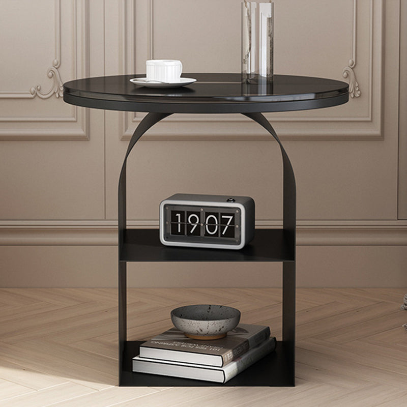 Minimalist Tempered Glass Iron 3-Tier End Table