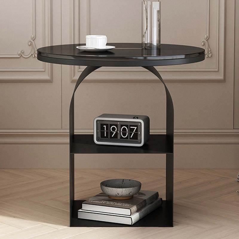 Minimalist Tempered Glass Iron 3-Tier End Table