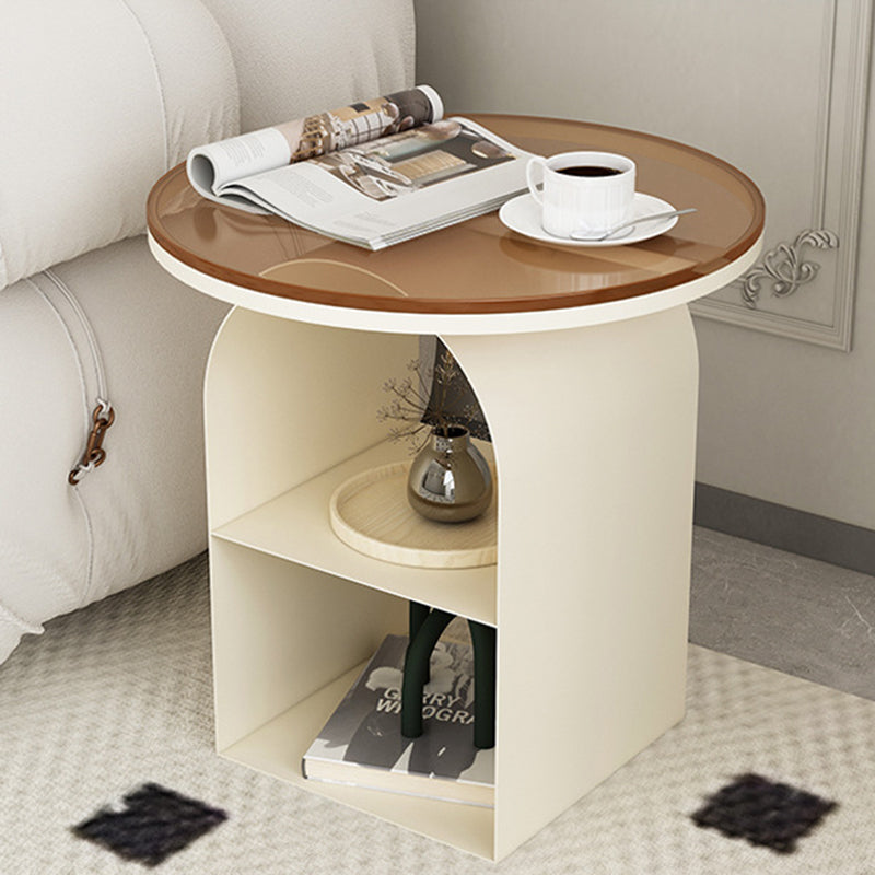 Minimalist Tempered Glass Iron 3-Tier End Table