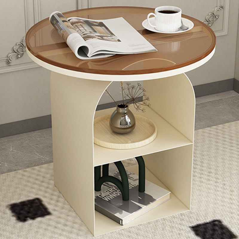 Minimalist Tempered Glass Iron 3-Tier End Table